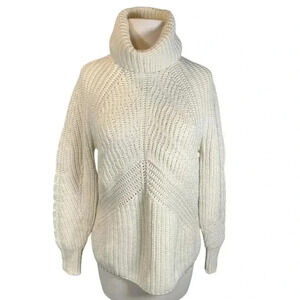 Autograph M&S Chunky Knit Turtle Neck Sweater Wool Blend Cream Size 12 Used